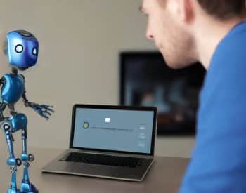 Roboter und Mensch KI-erstellt