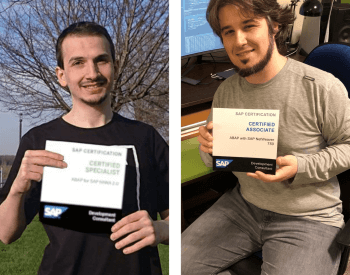 Erdem und Nikola mit ihren Zertifikaten