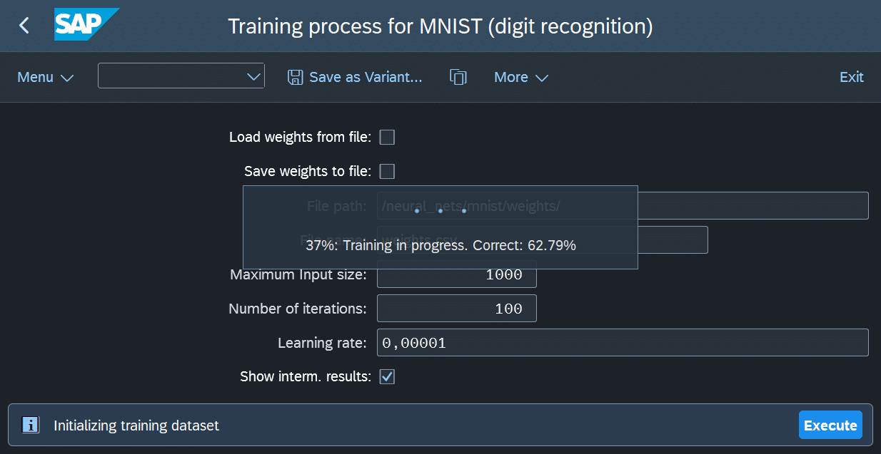 Training Zwischenergebnis